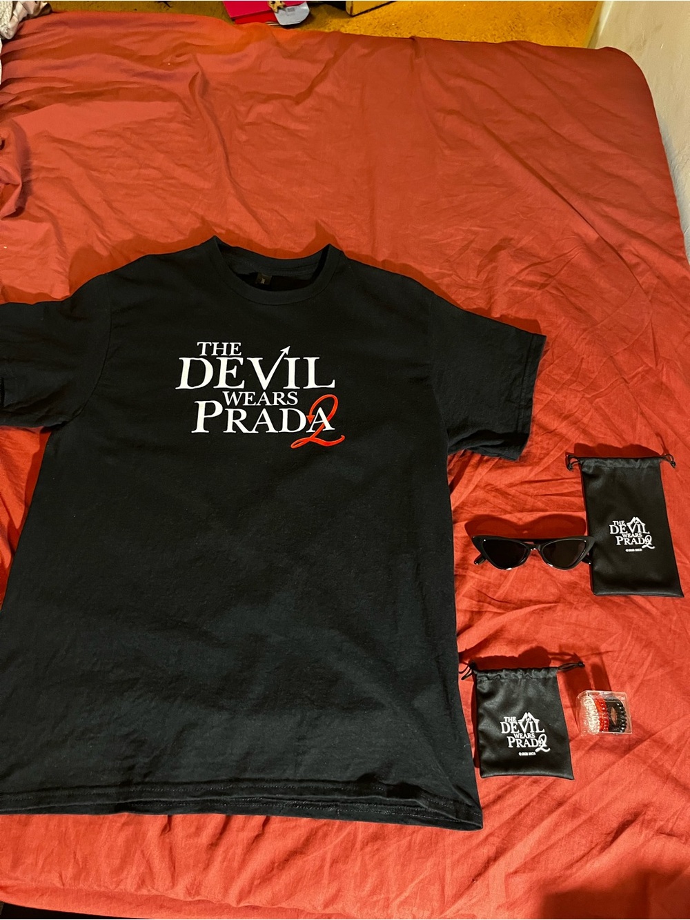 The Devil Wears Prada Black Graphic Tee, Sunglasses & Hair Ties BUNDLE!